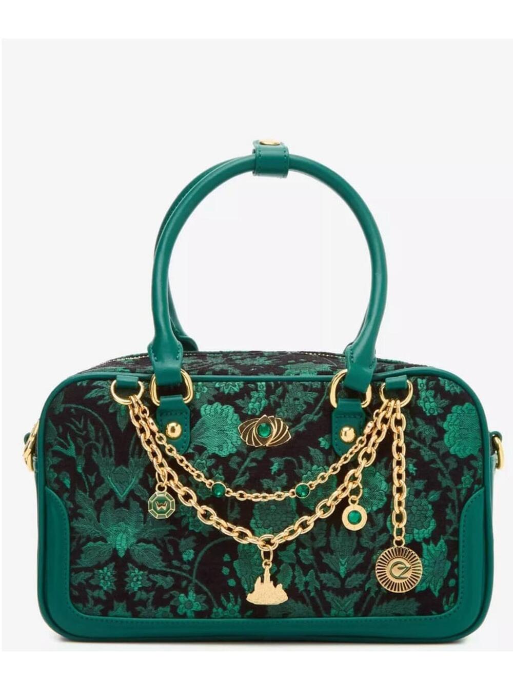 Wicked Oz Green Floral Handbag with Bag Chain